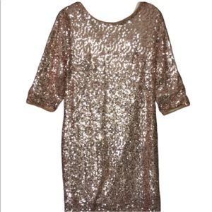 ING Rose gold sequin lined dress large 8-10